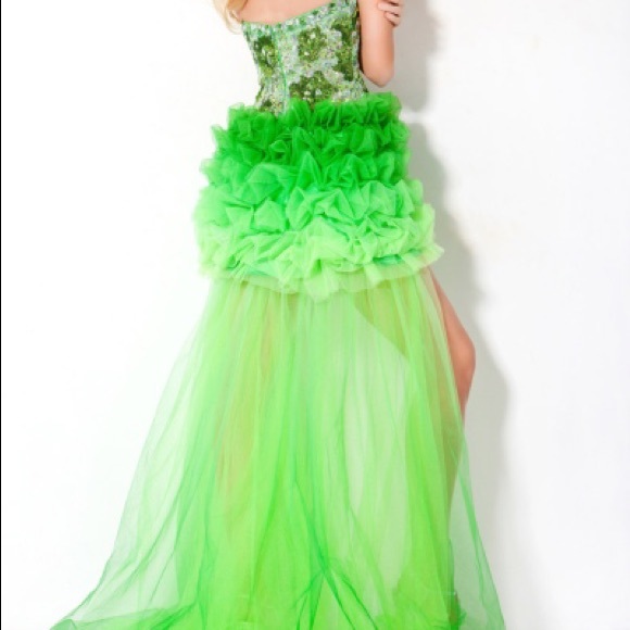 Jovani High Low Lime Green Ombre Prom Dress 172201 - Picture 2 of 8